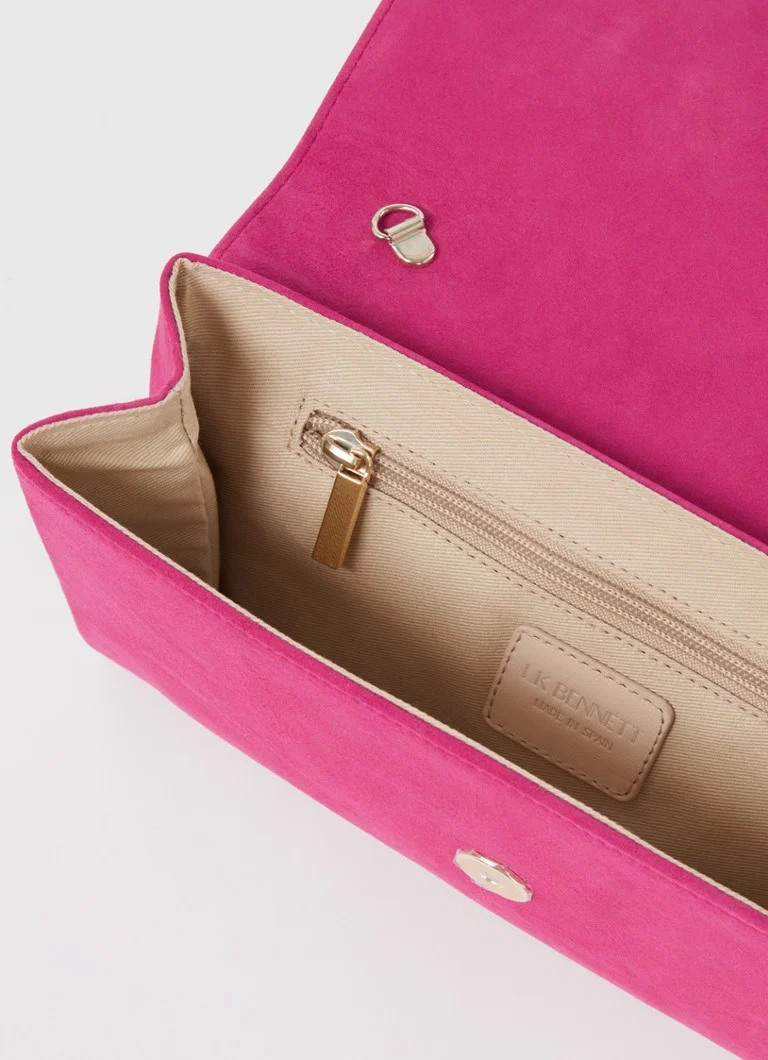 L.K.Bennett  Layla clutch van suède met afneembare schouderriem