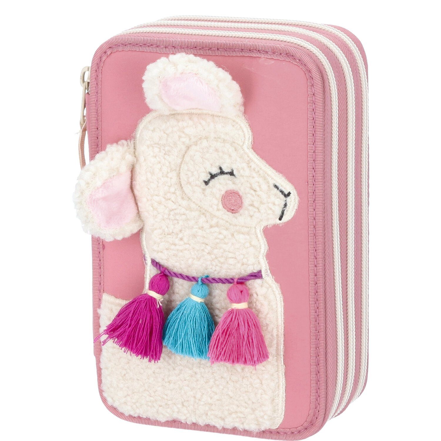 Depesche Federmäppchen Depesche 3-Fach Federtasche Mit Applikation COSY pink, (Stück, Stück)