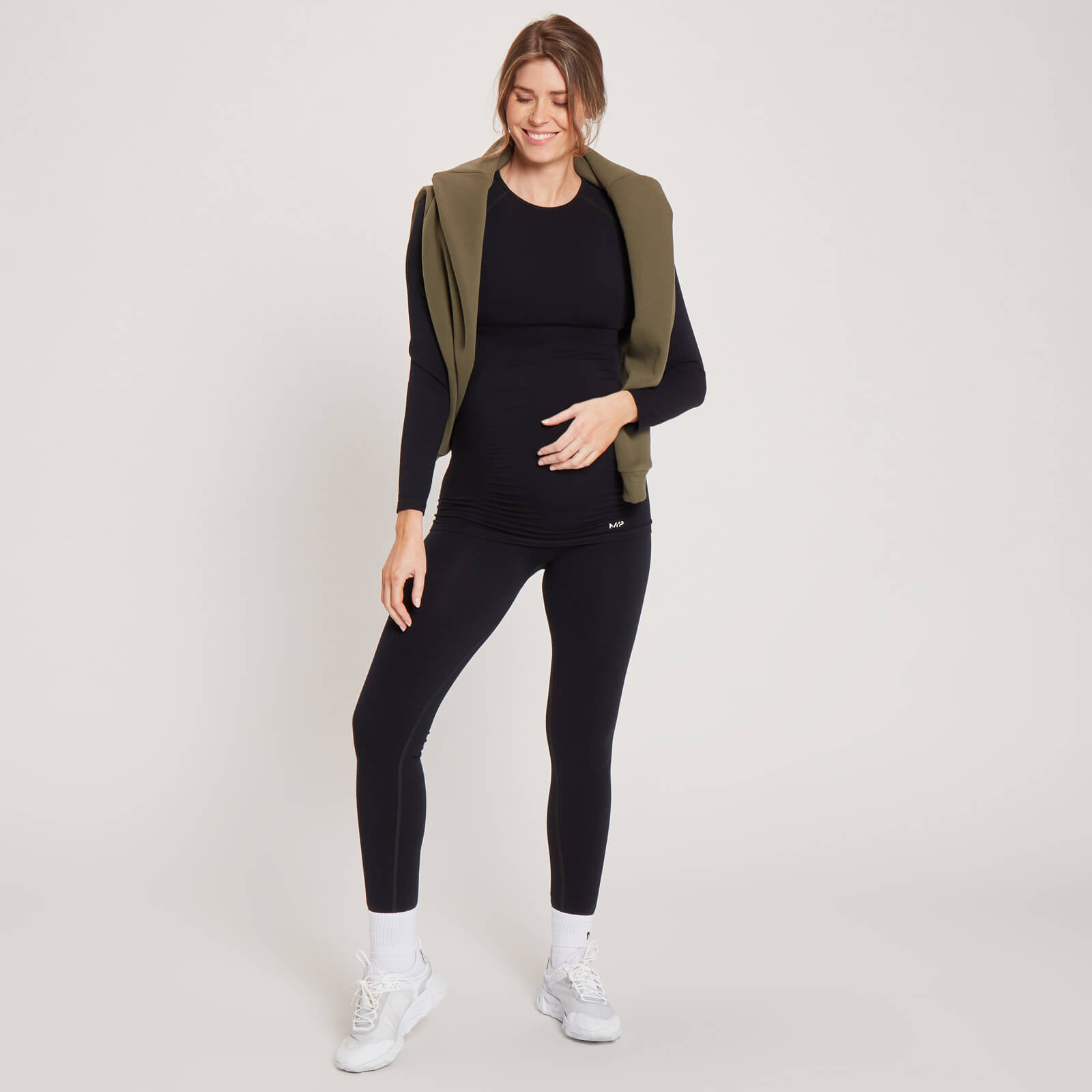 T-shirt de maternité sans coutures à manches longues MP pour femmes – Noir