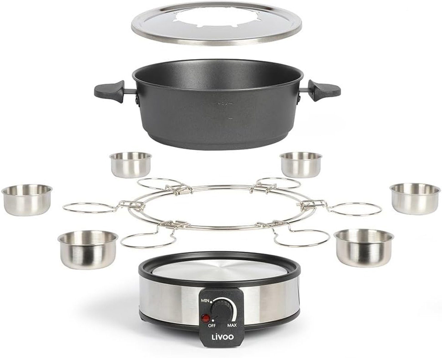 LIVOO Raclette und Fondue-Set DOC264 Elektrisches Fondue-Set, 1000 W