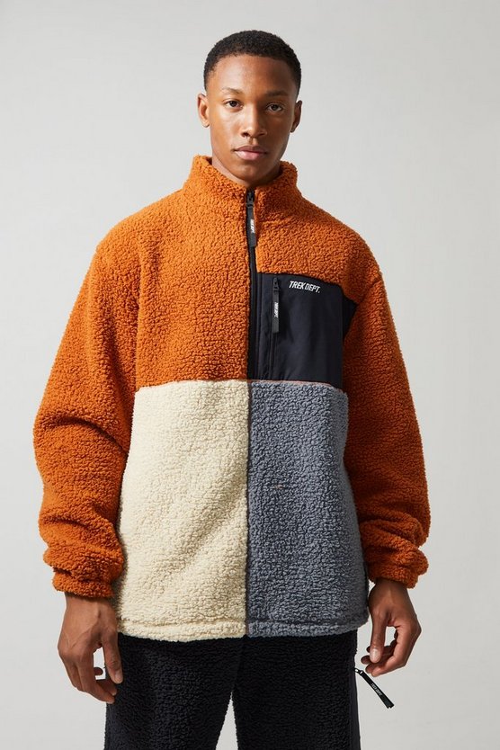 Active Oversize Colorblock Borg-Jacke