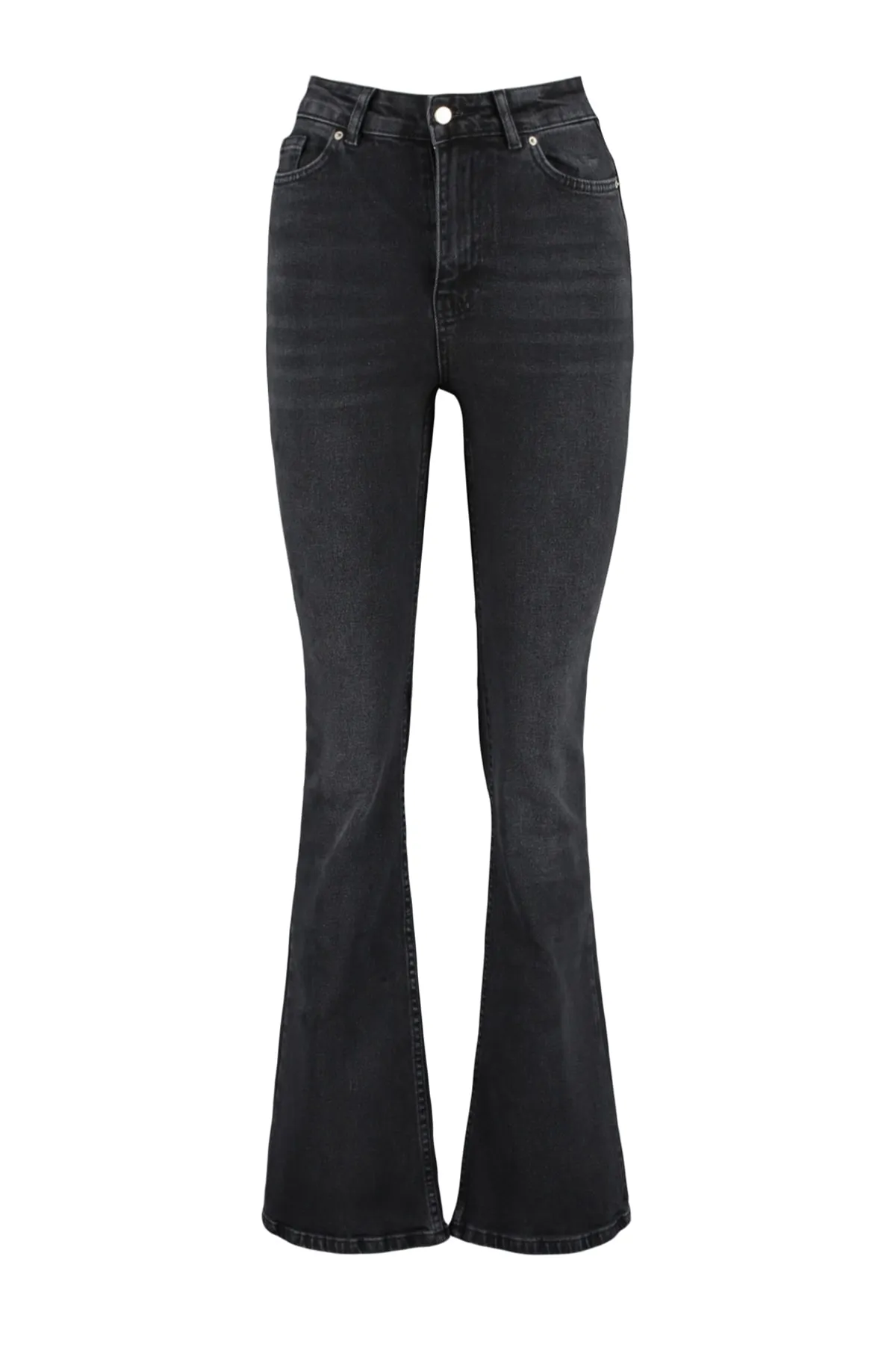 Trendyol Collection  Schwarze Schlagjeans mit hoher Taille TWOSS23JE00063