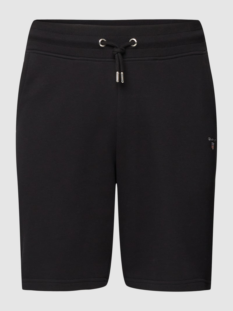 Sweatshorts mit Label-Stitching in schwarz