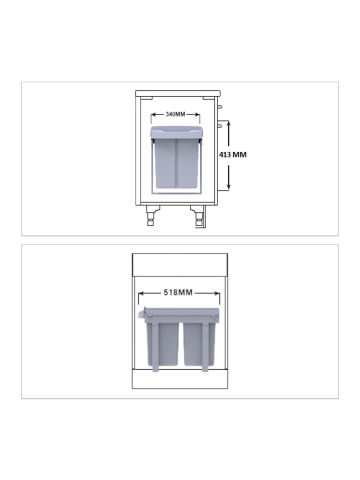 relaxdays Mülltrennsystem Grau Deluxe 1x20L   2x10L günstig kaufen onesize