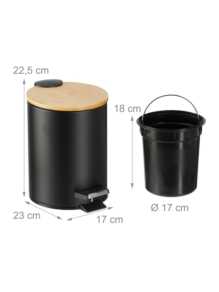 relaxdays Mülleimer Bad in Schwarz - 3 l günstig kaufen onesize
