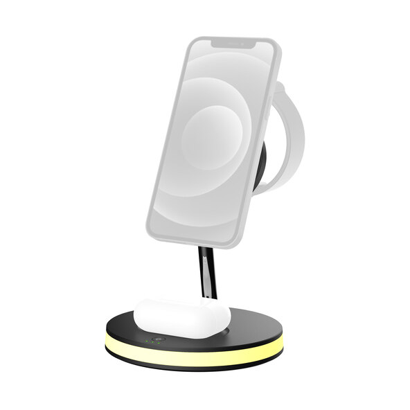 3-in-1 Wireless Charger QI-1041 mit LED-Beleuchtung, 15 W