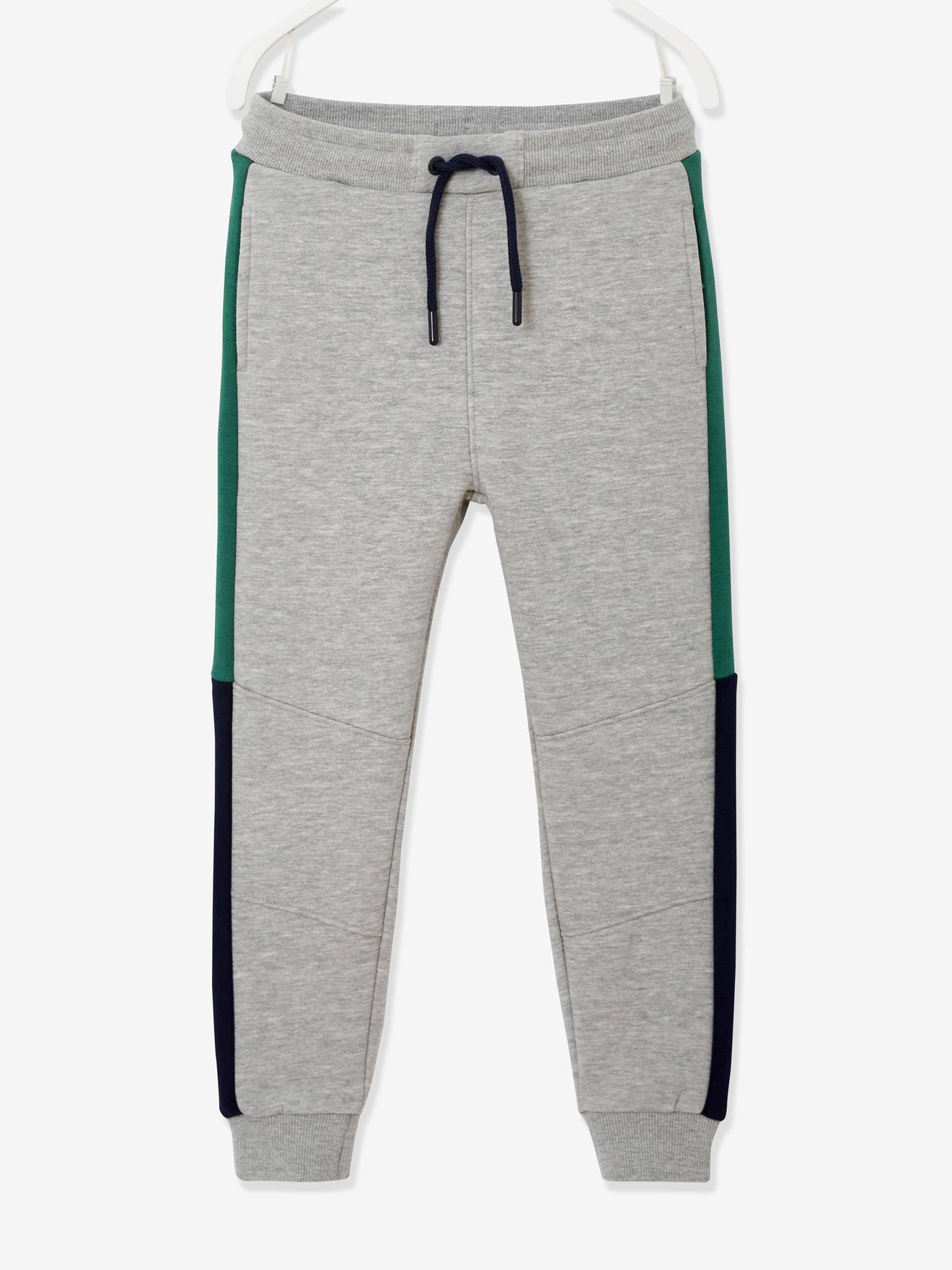 Pantalon jogging bandes côtés garçon. vert sapin