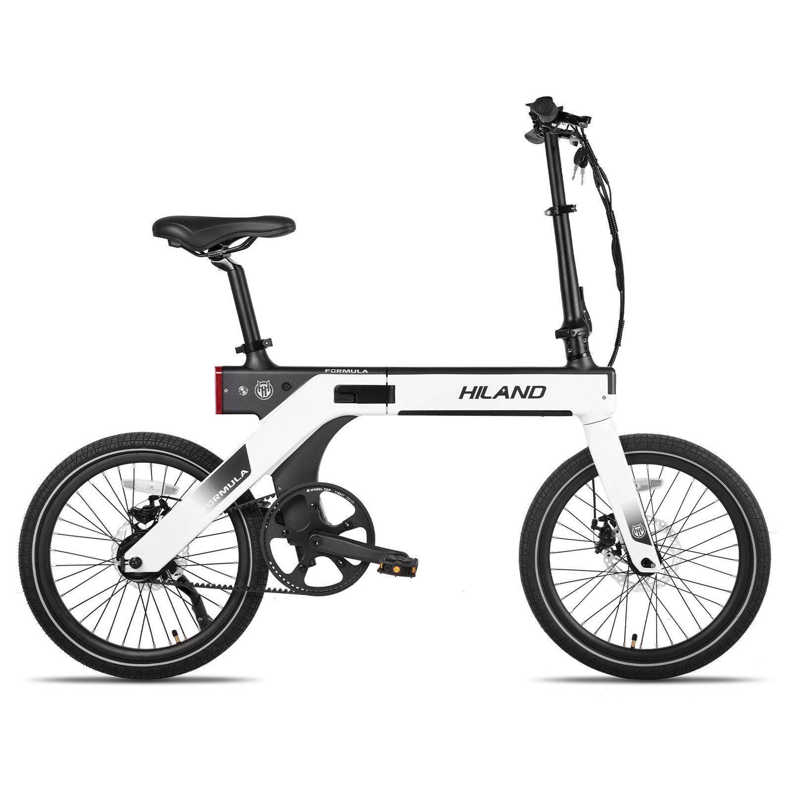 HILAND E-Bike E-Klapprad 20 Zoll Riemenantrieb,Samsung 10AH Akku,Drehmomentsensor, 1 Gang, Kettenschaltung, Heckmotor, 360,00 Wh Akku, (Set, mit akku-ladegerat, mit werkzeung, mit beleuchtungsset), für Damen und Herren 160 - 185 cm City Commuter E-Kl