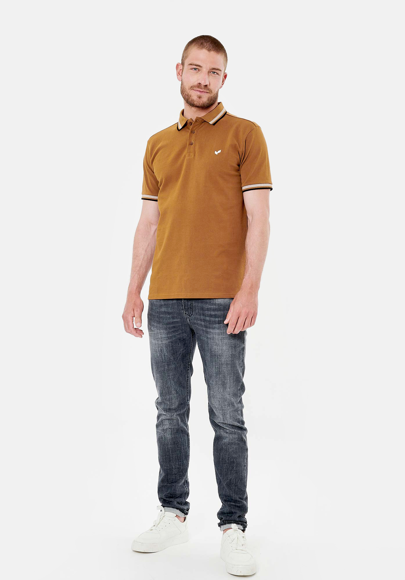 RAYOC  Polo marron homme 100% coton bio