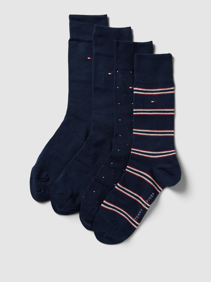 Socken mit Logo-Stitching im 4er-Pack in dunkelblau