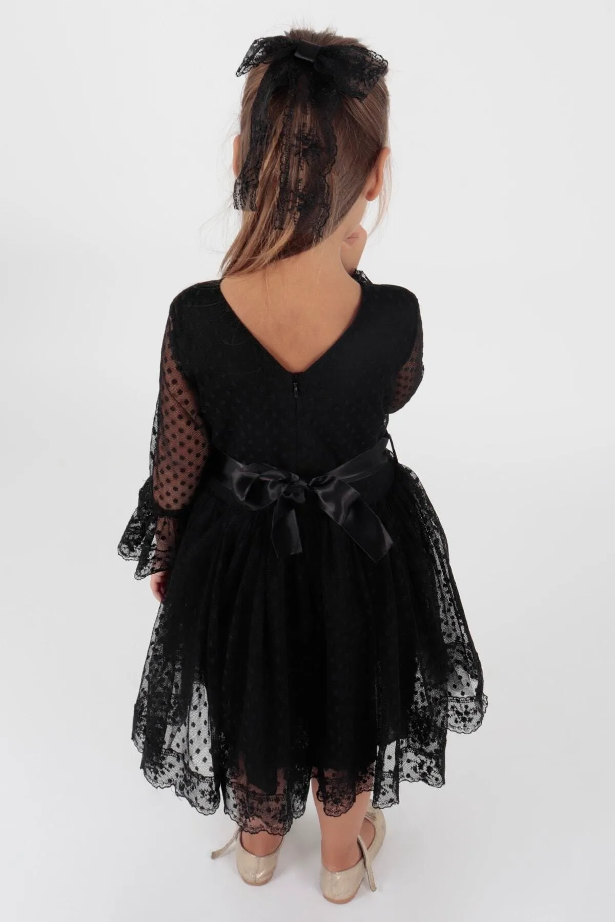 AHENGİM  Trendiges Abendkleid für Mädchen mit Schnalle und Tüllspitze Ak2209