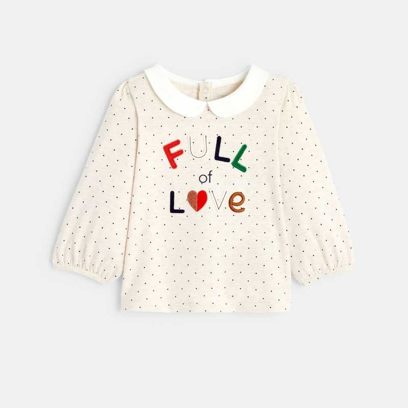 T-shirt brodé à pois bébé fille