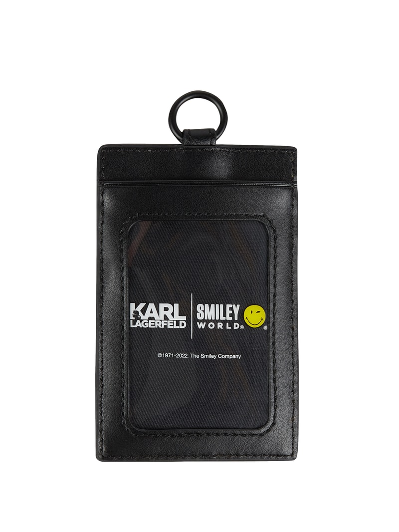 KARL LAGERFELD x SMILEY® Kartenetui mit abnehmbarer Trageschlaufe in schwarz