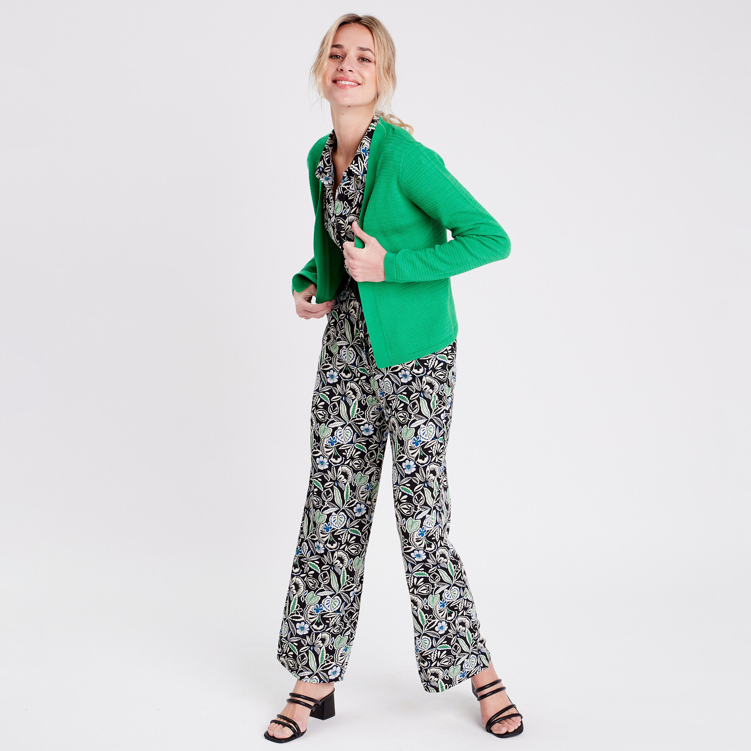Gilet manches longues vert femme | Cache Cache