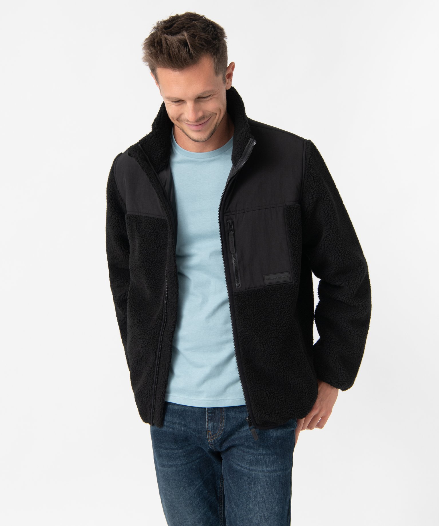 Sweat homme zippé en sherpa beige | GEMO