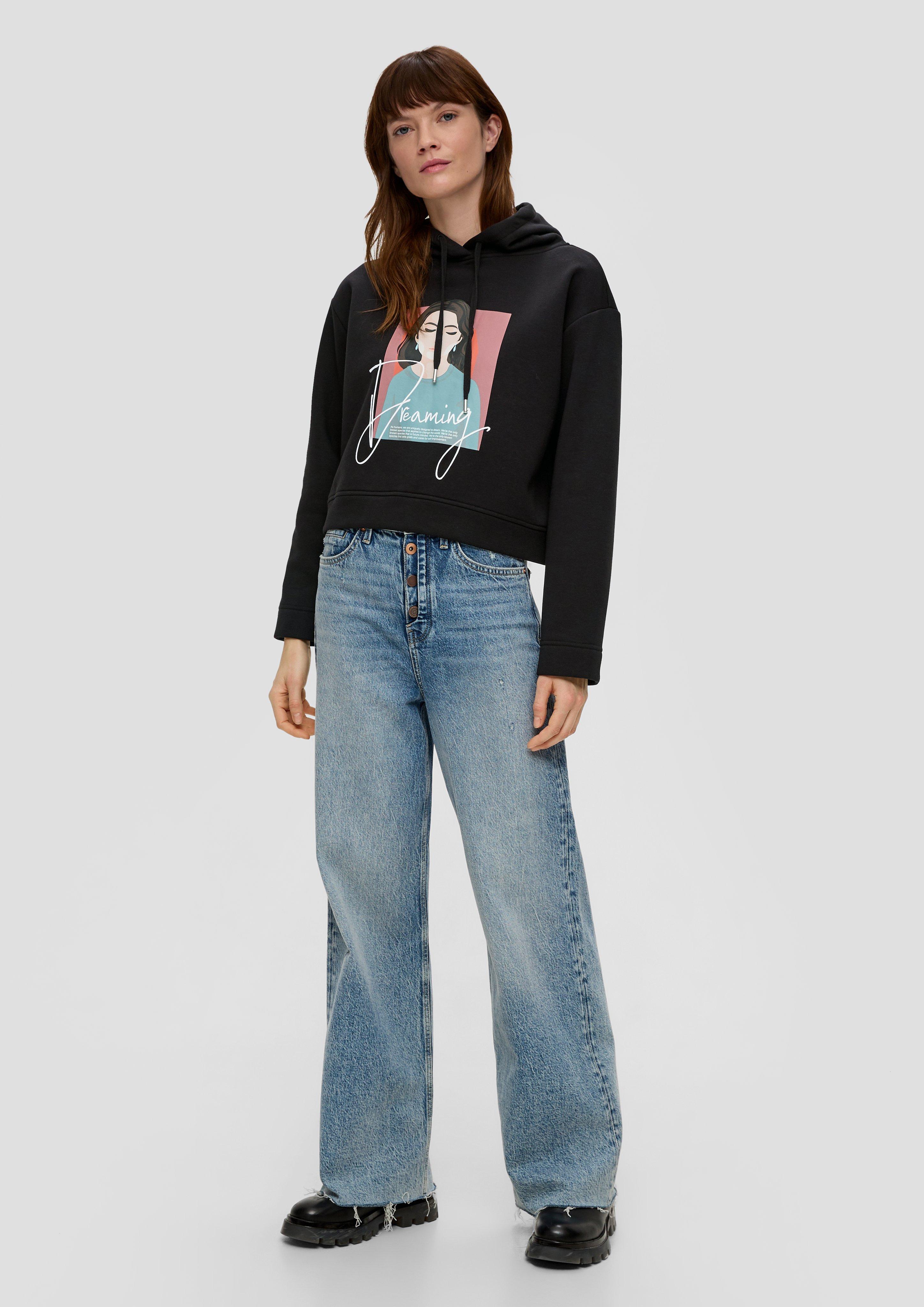 Verkürzter Hoodie mit Frontprint  2136892-99D0