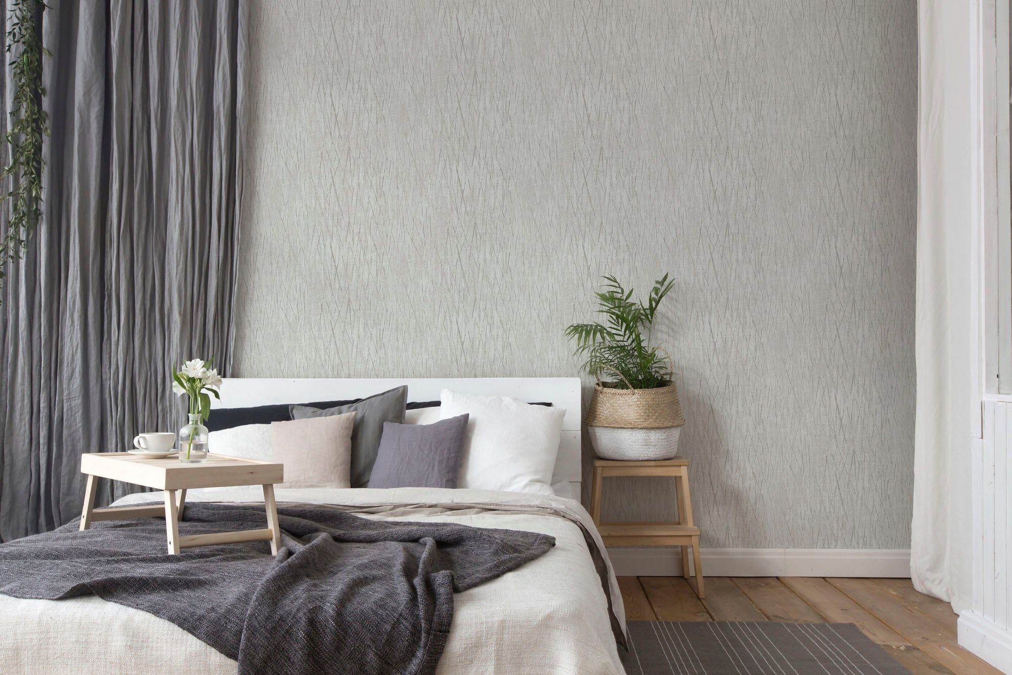A.S. Création Vliestapete Hygge, strukturiert, Strukturmuster, gemustert, glänzend, Metallic Tapete Struktur