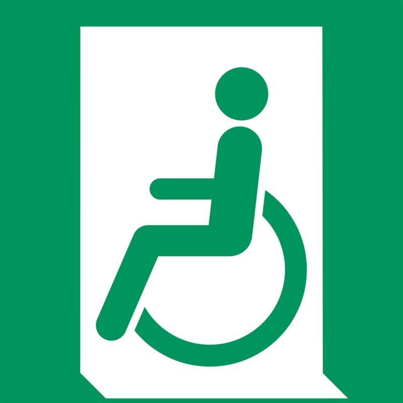 Djois Warnschild Notausgang für Gehbeeinträchtigte links Klebstoff, einschraubbar PP (Polypropylen) 20 (B) x 0,14 (H) cm 3 Stück