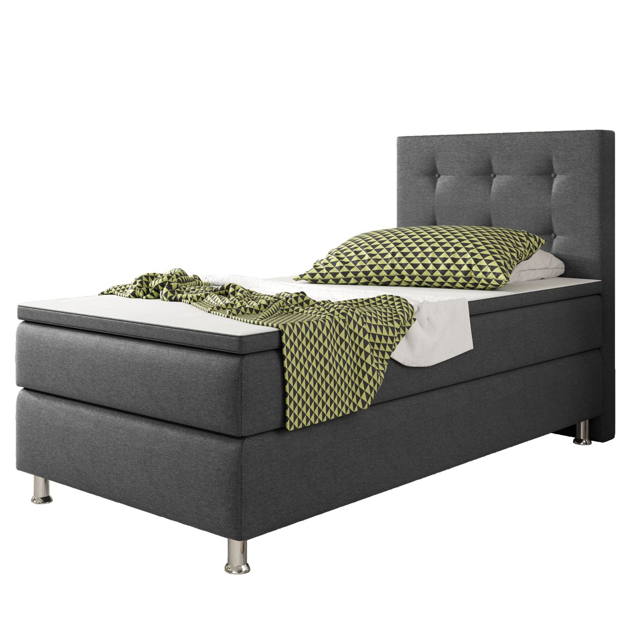 IHG Boxspringbett Köln 90x200 Webstoff Anthrazit