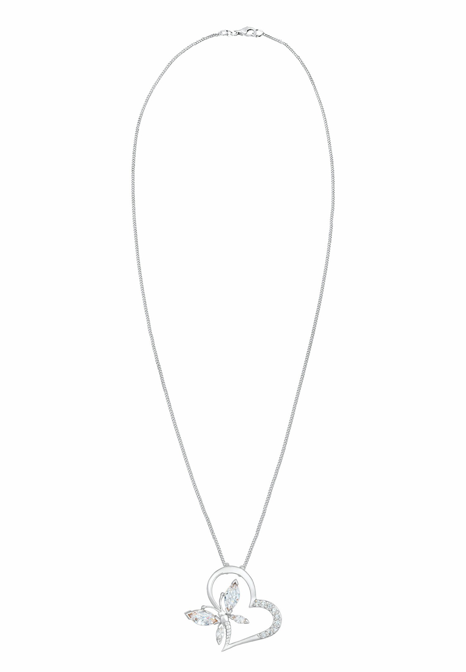 Elli női elegáns pillangó szív medál cirkónia kristállyal 925 sterling ezüstből