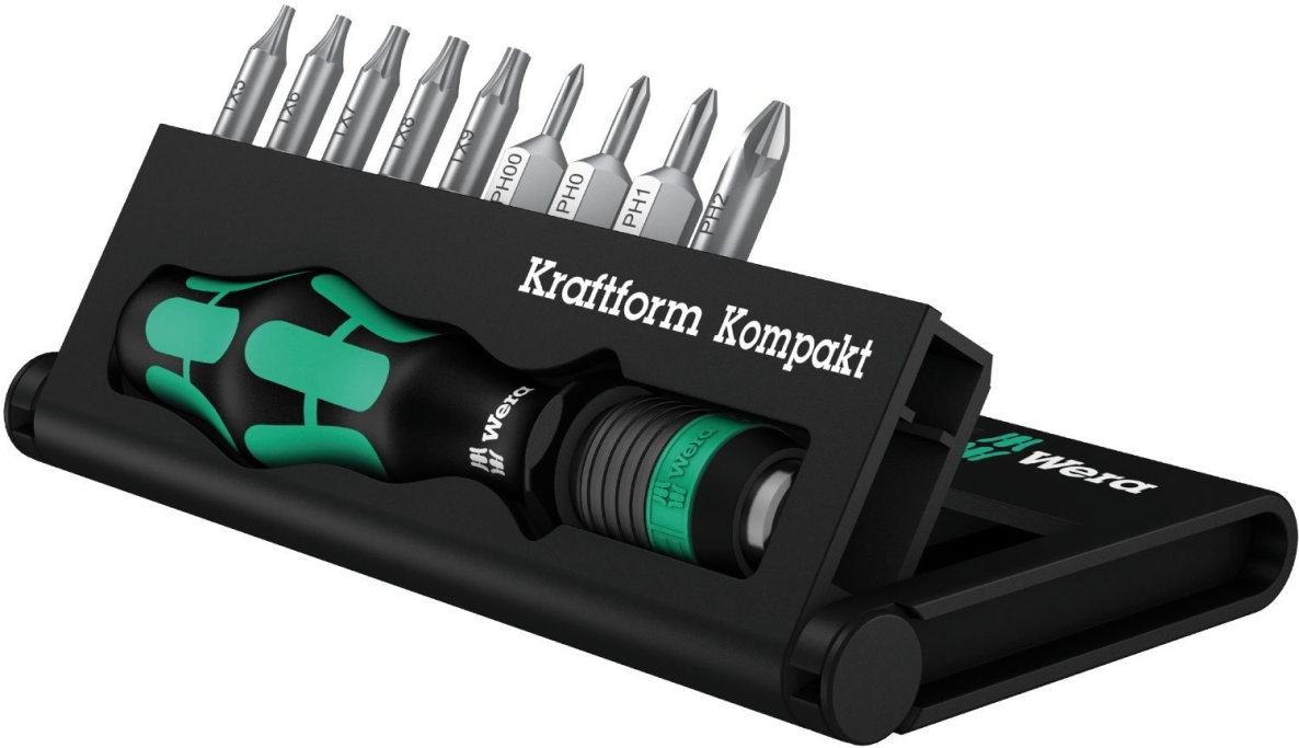 Wera 05135942001 Kraftform Kompakt 12-Bit-Set mit Griff, 10-teilig