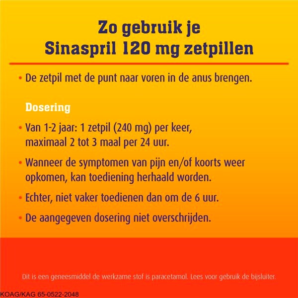 Sinaspril Parasetamoli 240 mg Peräpuikot Lääke - 10 kpl