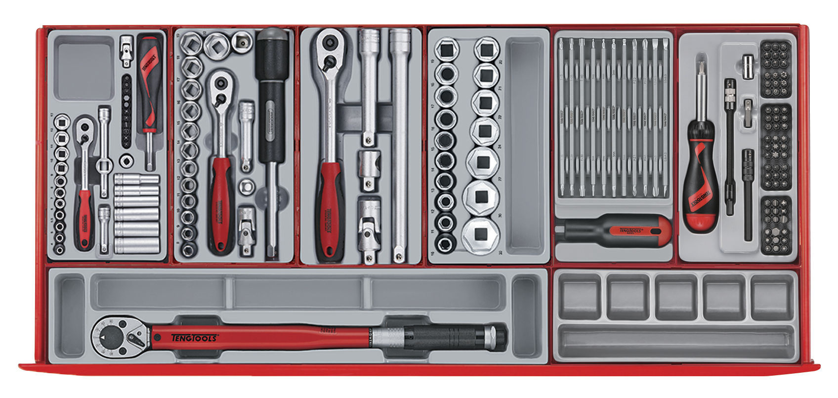 Teng Tools 801008637 TCMM498N2 Колица за алат црвени midi master сет 7 фиока