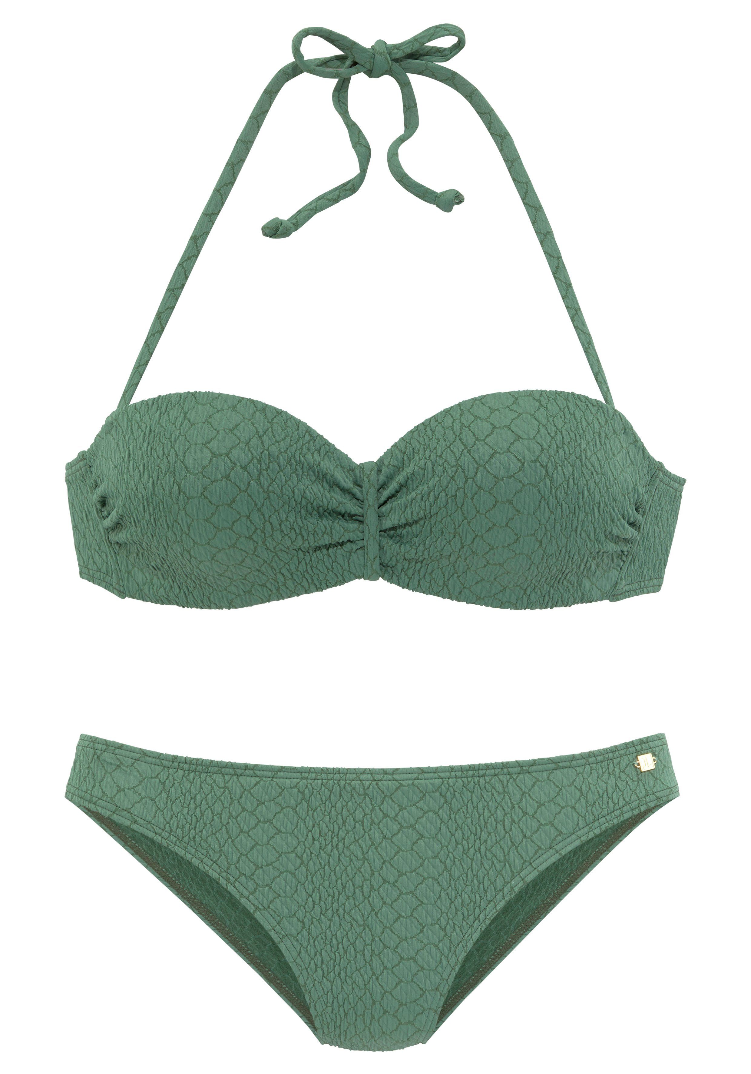 JETTE Bügel-Bandeau-Bikini aus modischer Struckturware