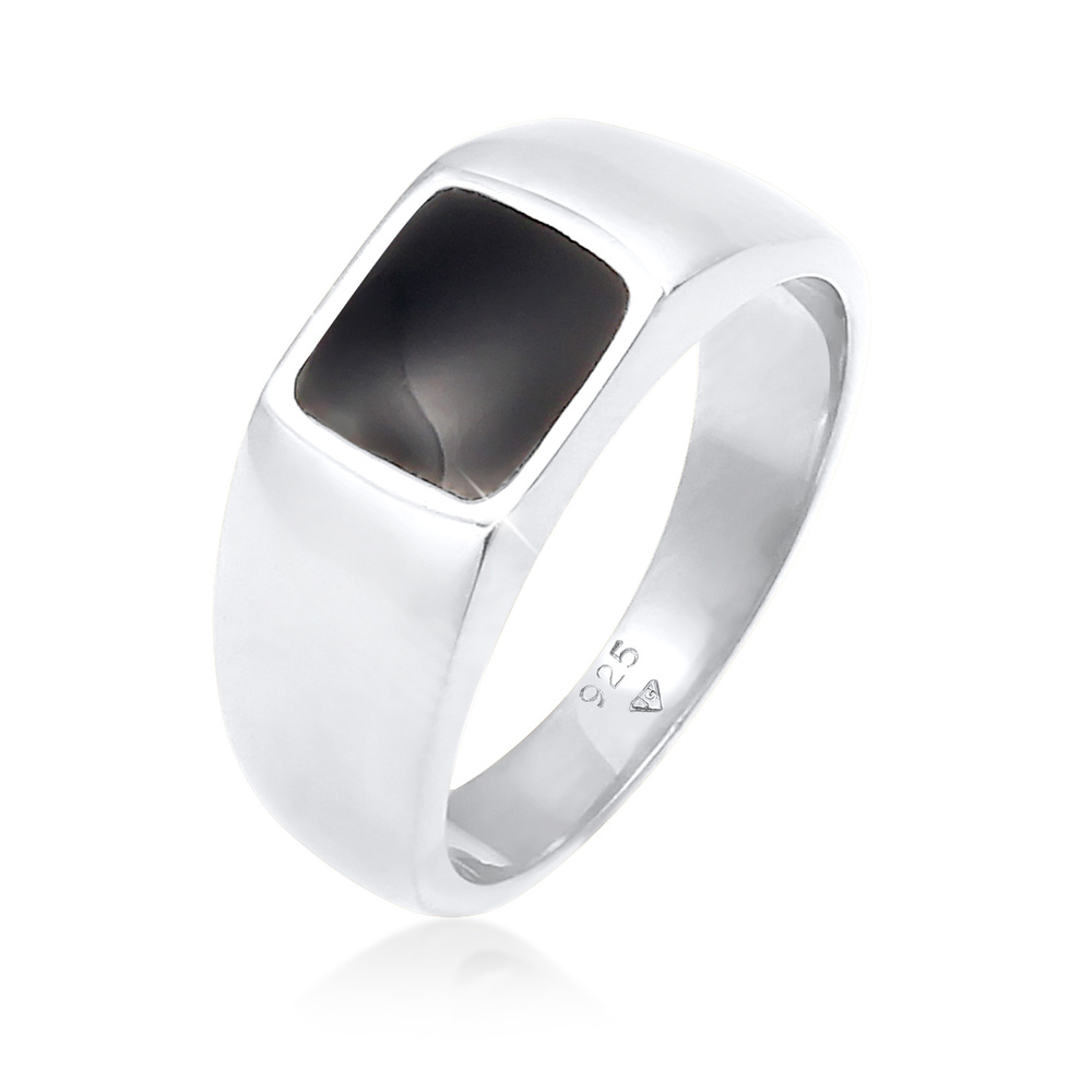 Elli Elli Bague Bague de dame en émail rectangulaire classique en argent sterling 925 Bague