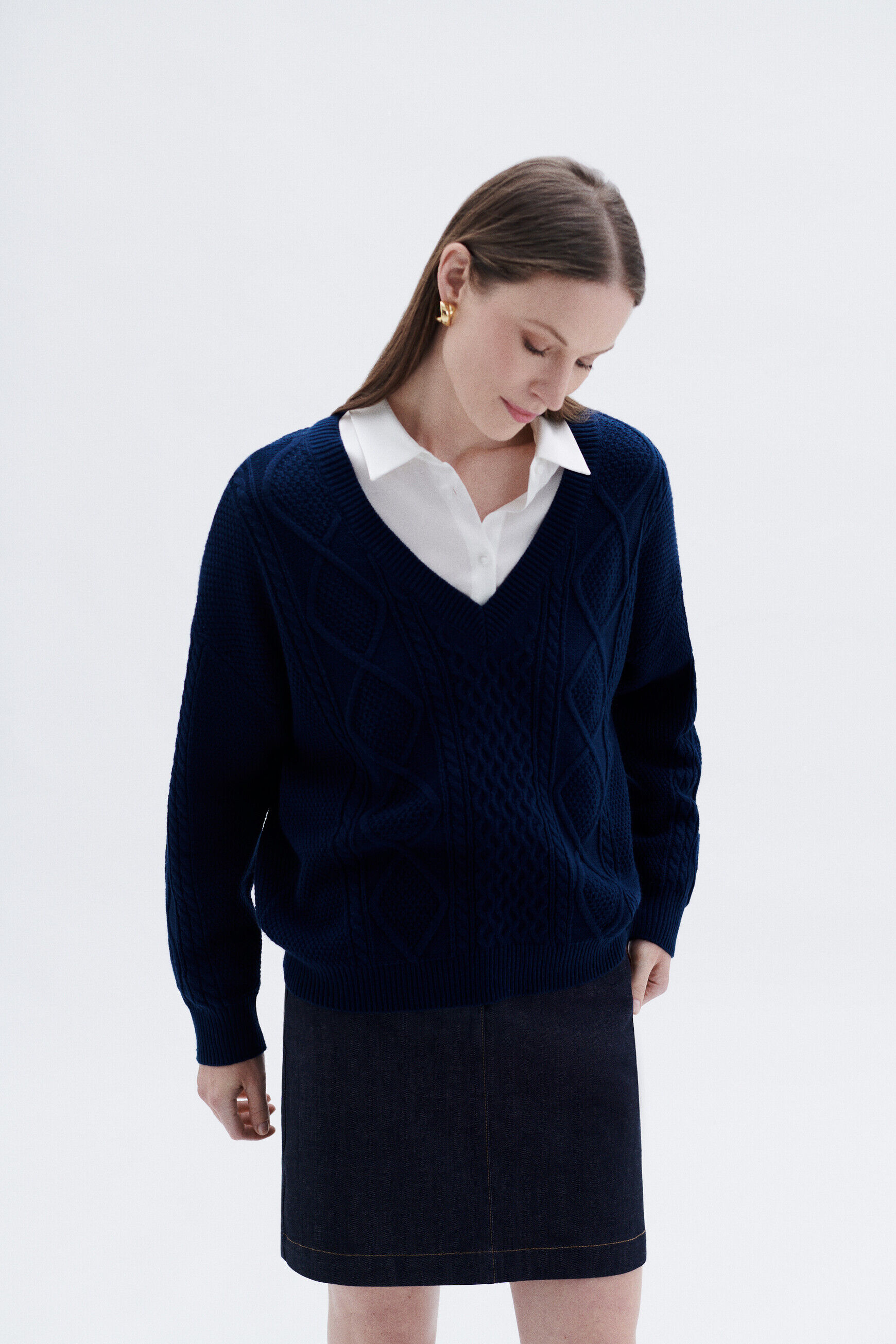 Pull eden bleu marine femme