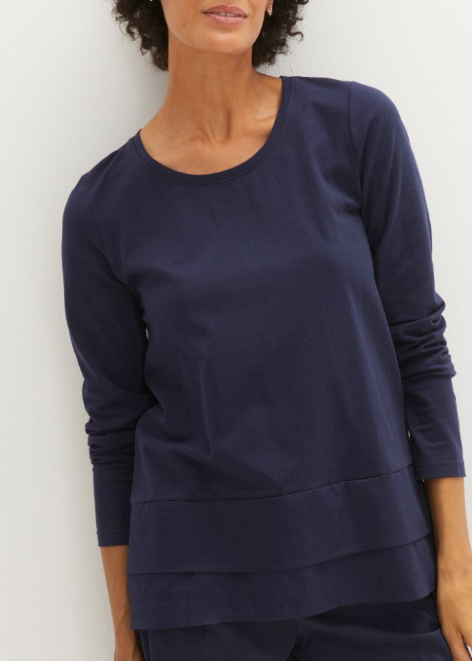 Longshirt mit Bluseneinsatz