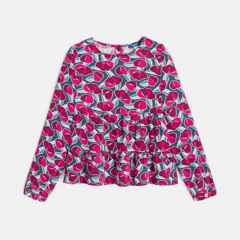Blouse fleurie rose Fille
