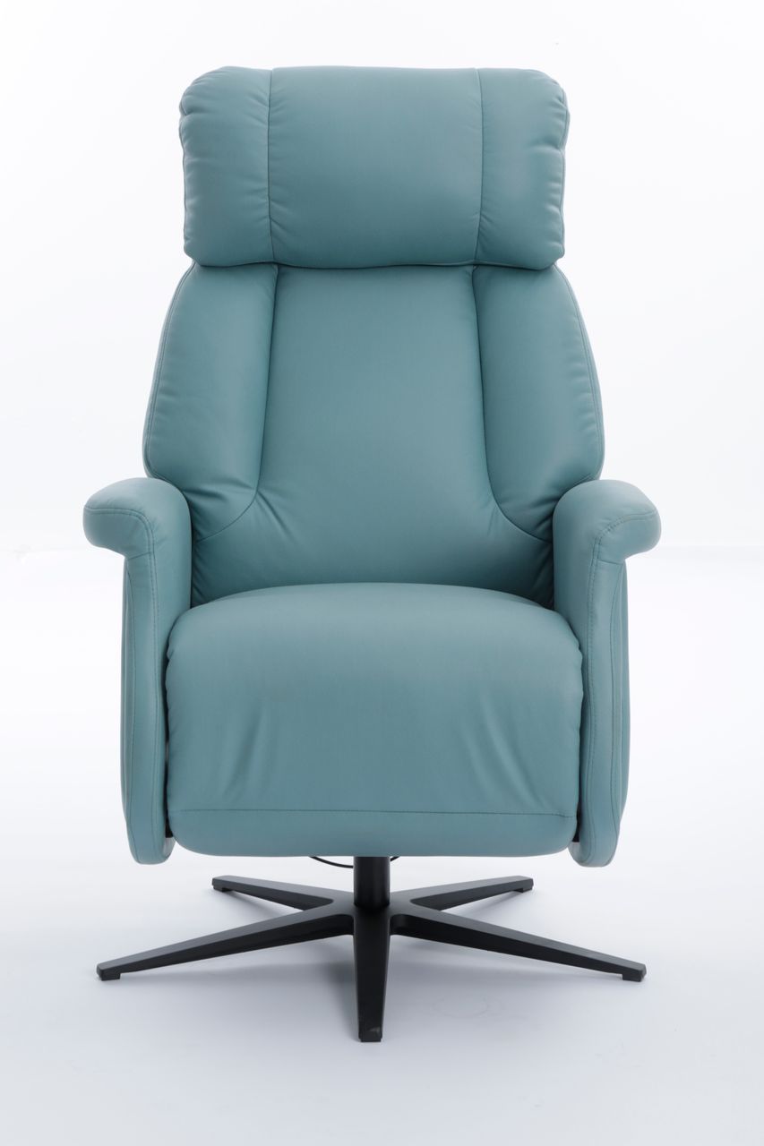 Happy Home Happy Home Relaxsessel mit Liegefunktion Lederoptik & schwarze Füße hellblau