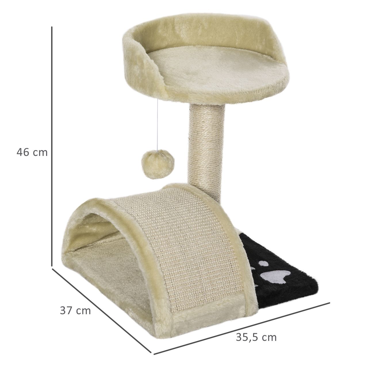 PawHut Kratzbaum Katzenbaum mit Spielbällen Sisalseil-Kratzstangen Beige
