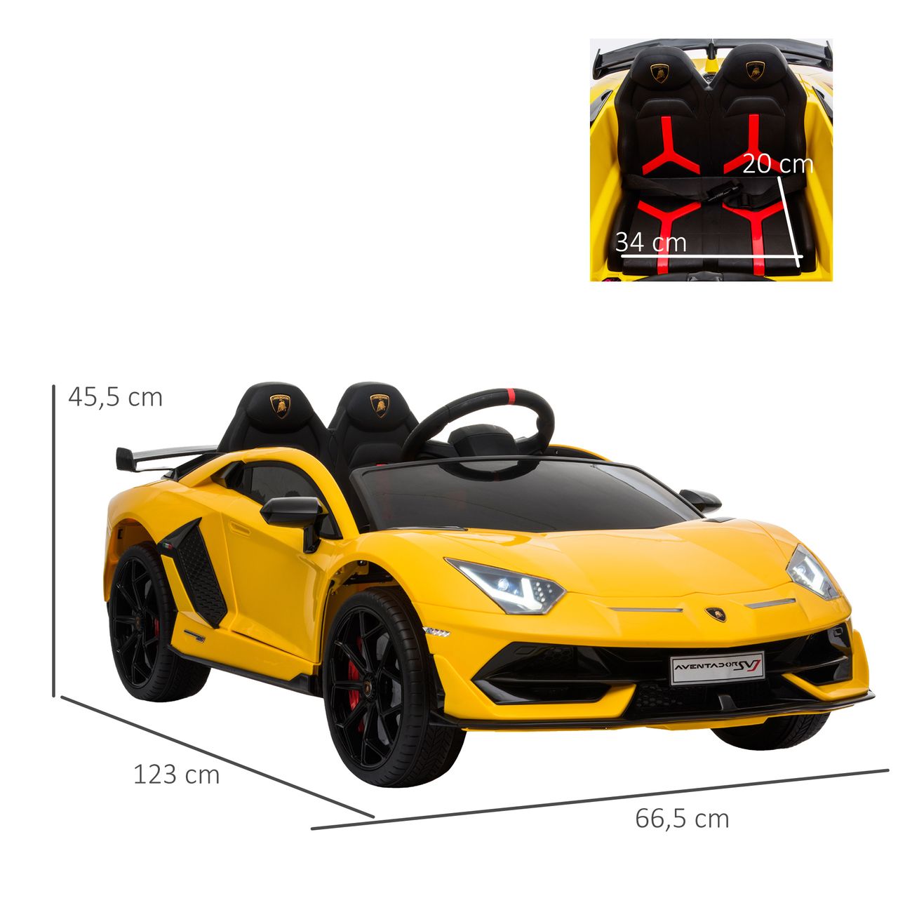 HOMCOM Kinderauto Lamborghini SVJ Elektroauto für 3-8 Jahre mit MP3 Gelb