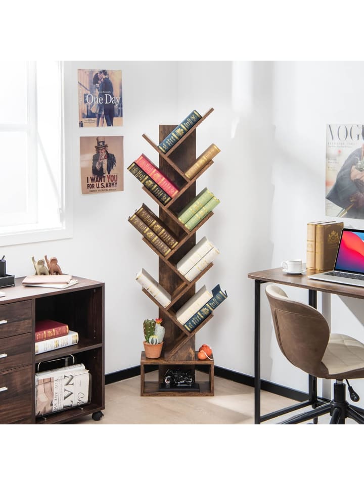 COSTWAY Bücherregal in Baumform in Braun günstig kaufen 38 cm