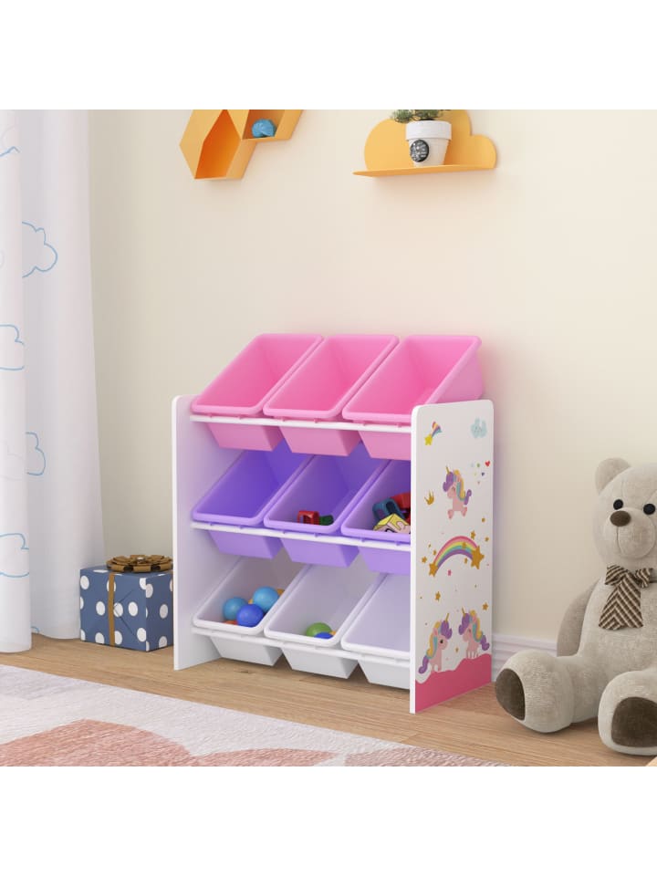 en.casa Kinderregal Muxía in Lila Rosa (H)60cm (B)62cm (T)26.5cm günstig kaufen onesize