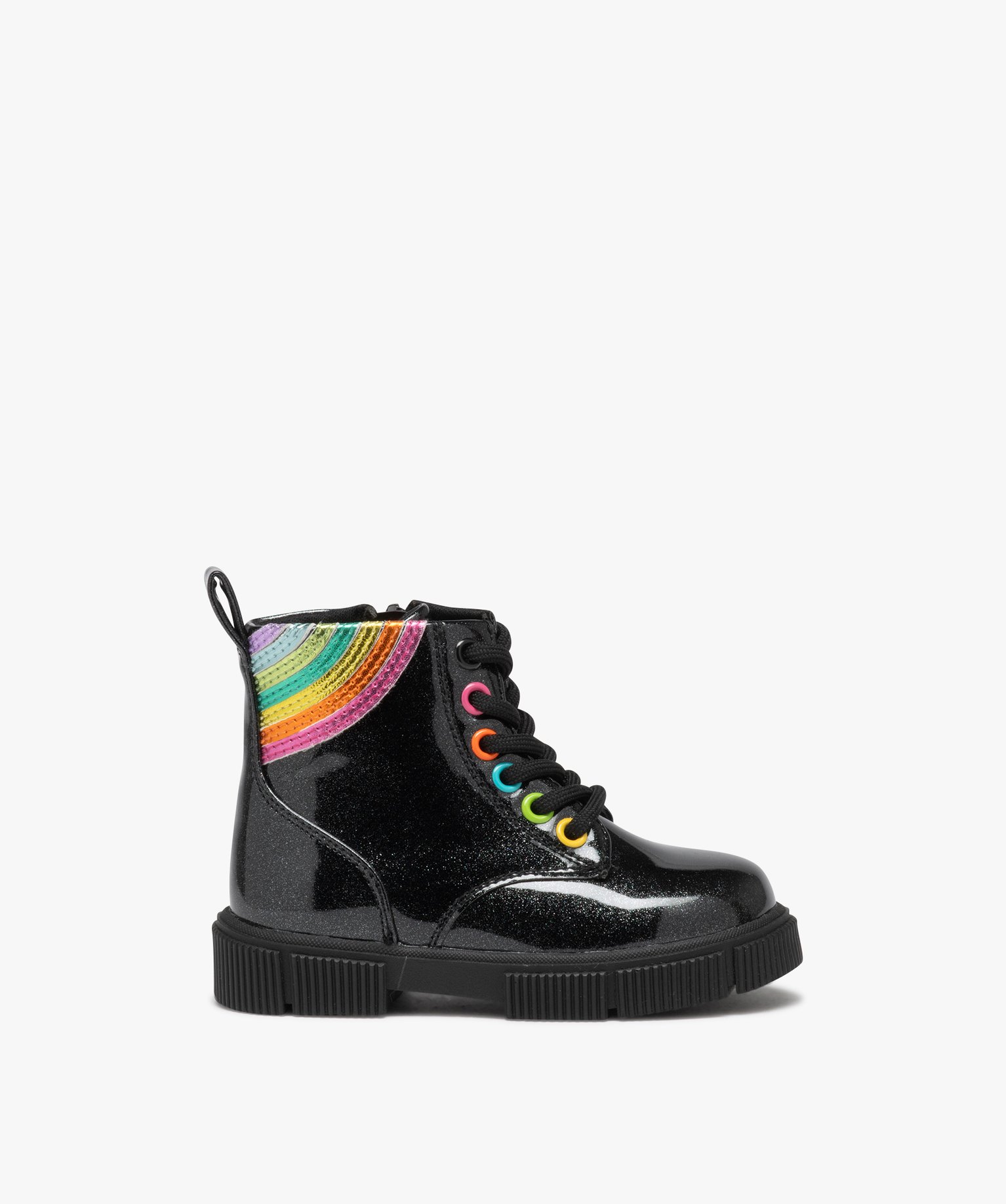 Boots bébé fille à paillettes avec détail arc-en-ciel noir | GEMO