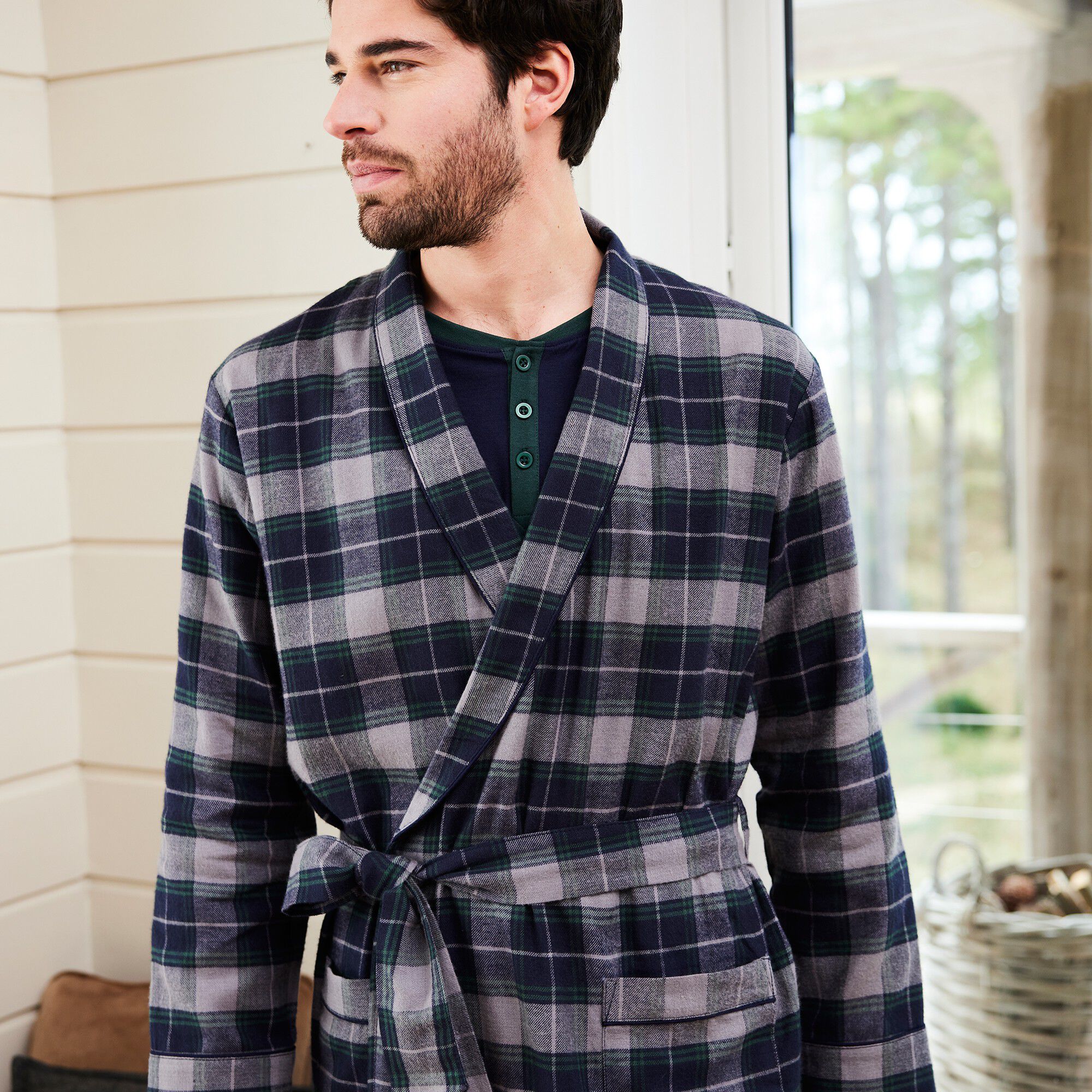 Veste d'intérieur flanelle col châle