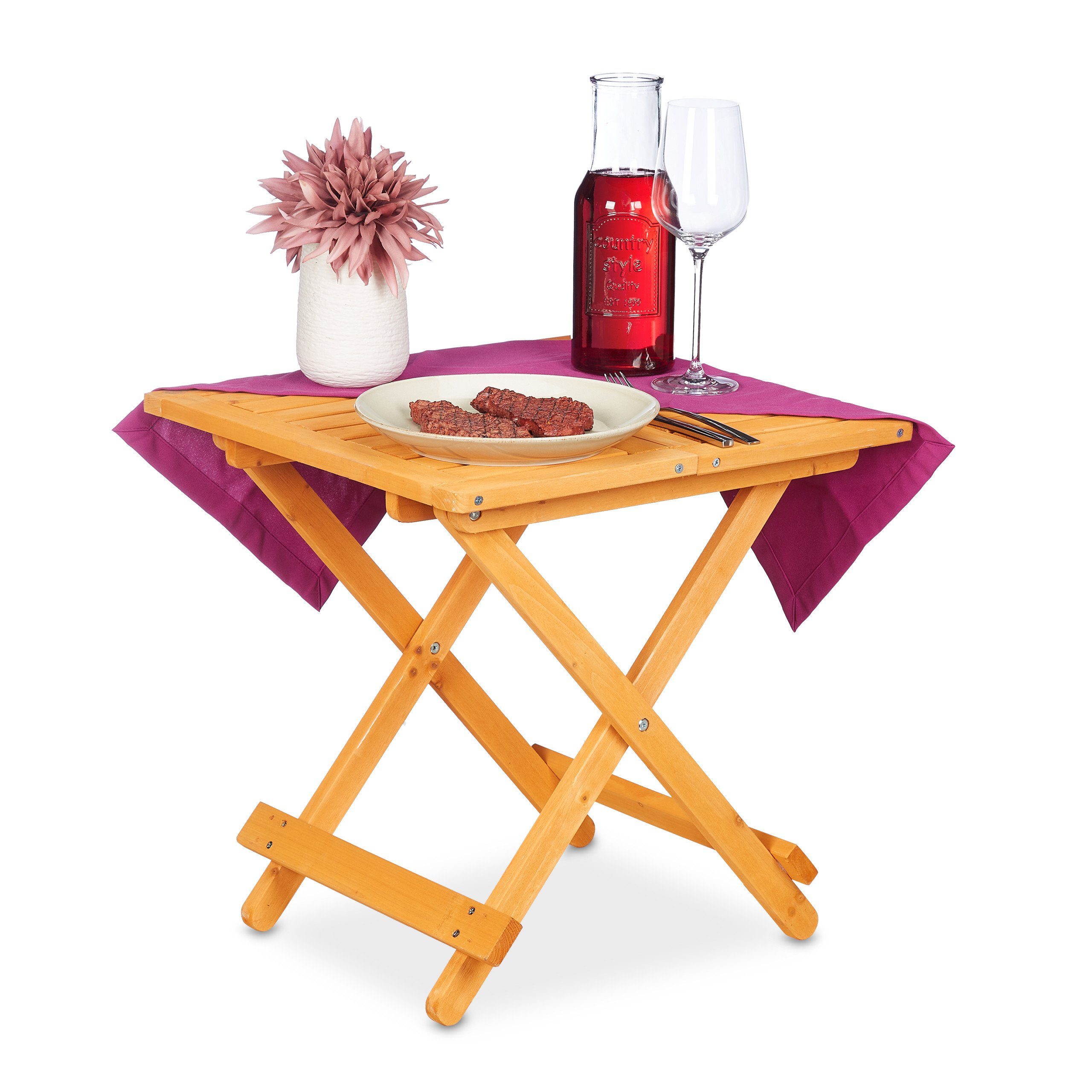 relaxdays Klapptisch Kleiner Klapptisch aus Holz