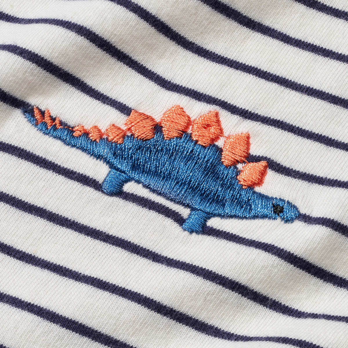 T-Shirt mit Ringeln & Dino-Motiv, weiß & blau, Gr. 116, 1 St
