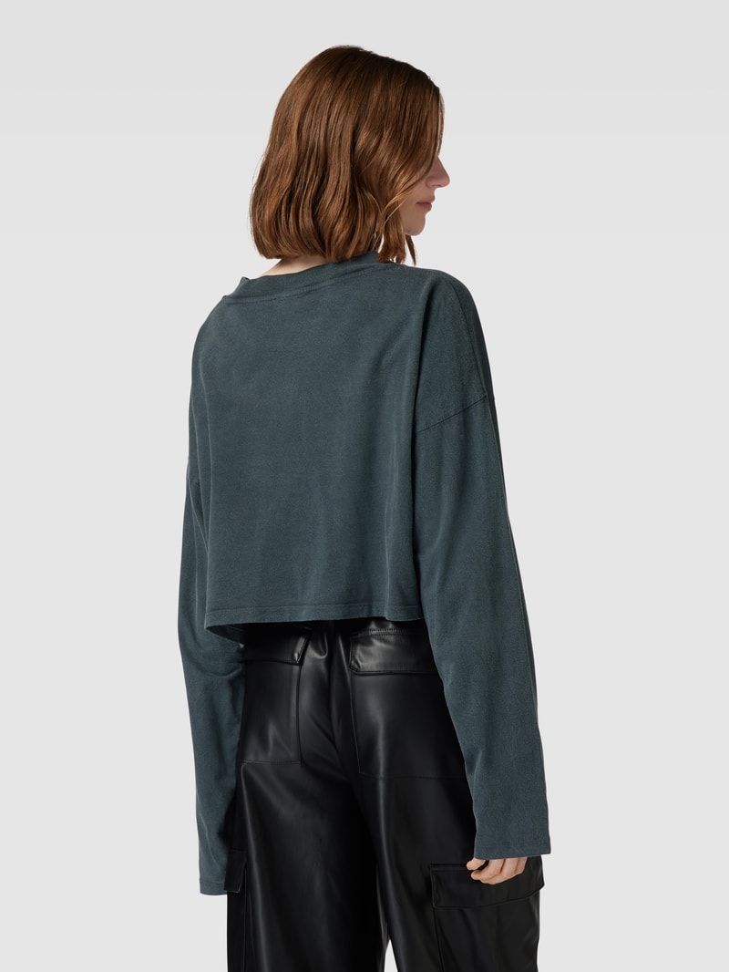 Oversized cropped Longsleeve mit Ziersteinbesatz in anthrazit