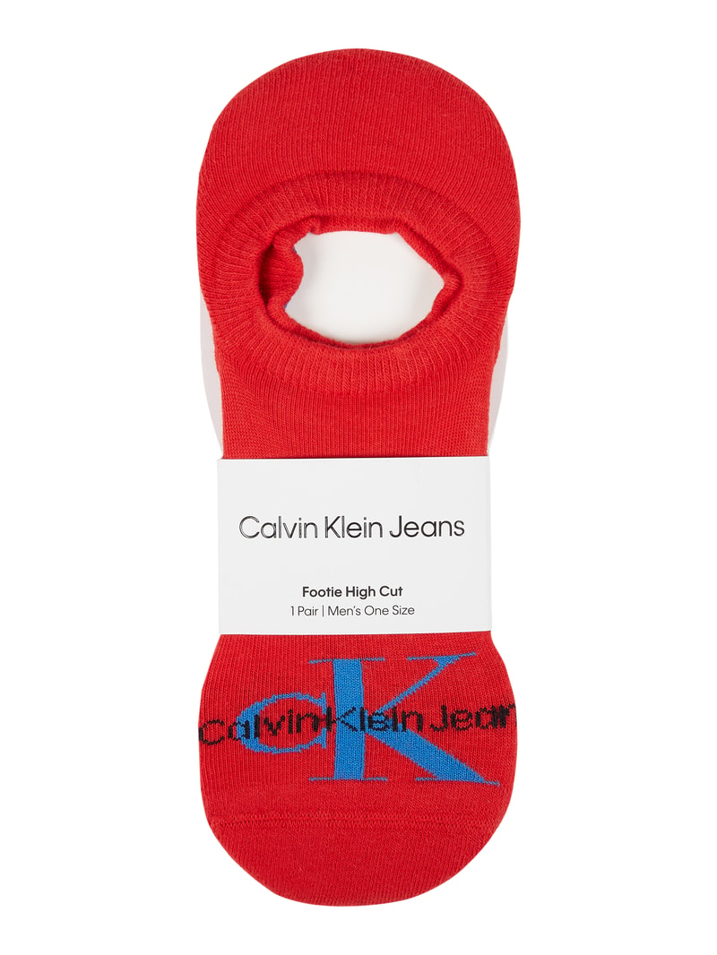 Sneakersocken mit Label-Print Modell 'MEN FOOTIE' in rot