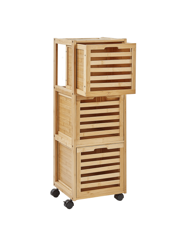 Beliani Badezimmerschrank SHAWNEE in Heller Holzfarbton - (W) 32 x (H) 90 x (L) 30 cm günstig kaufen onesize