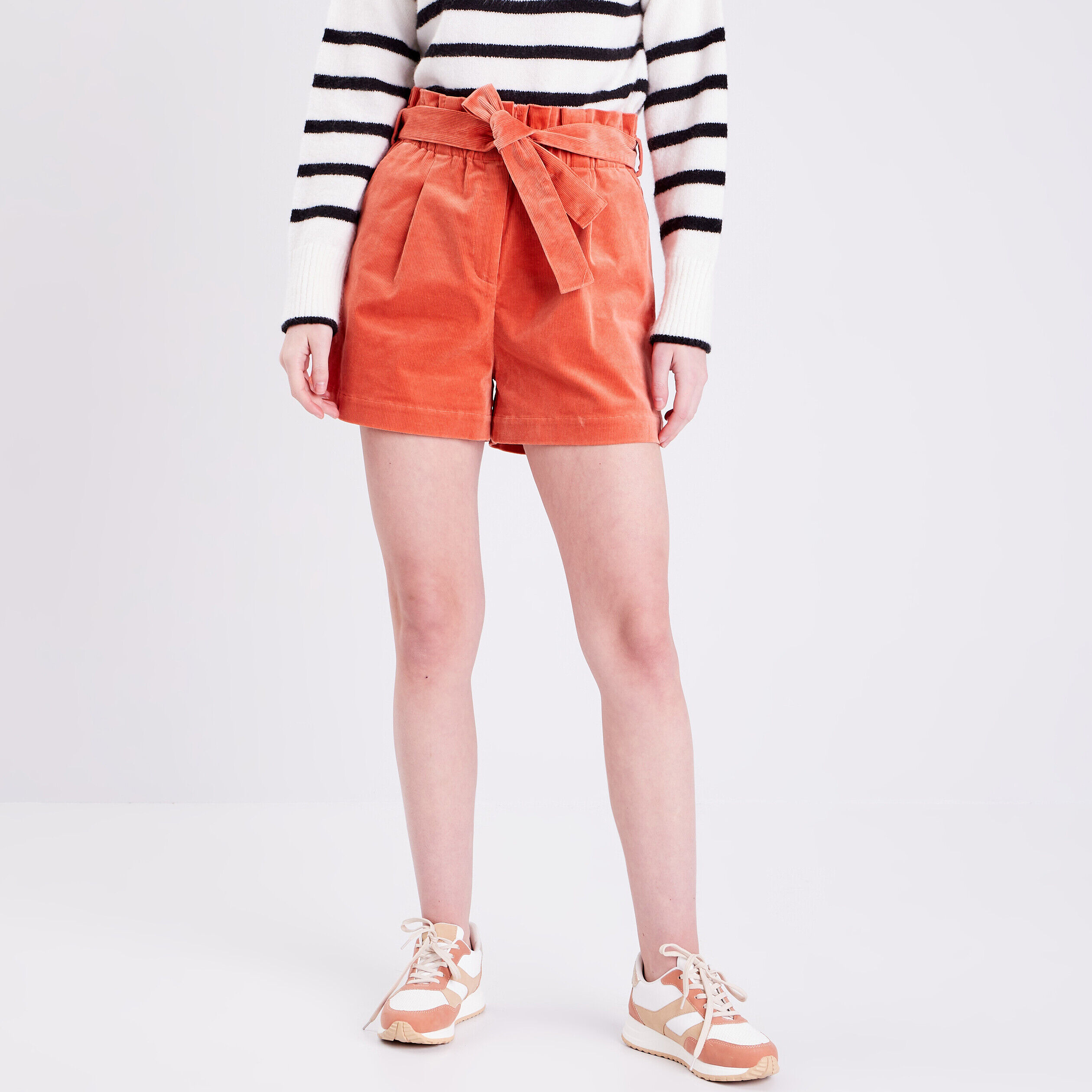 Short paperbag velours jaune moutarde femme | Cache Cache