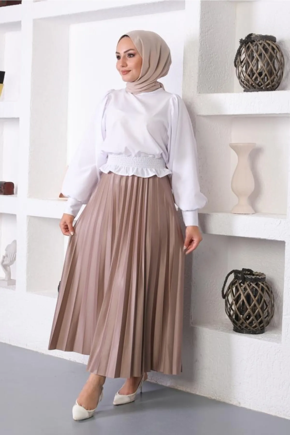 benguen  4538 Hijab-Faltenrock Nerz