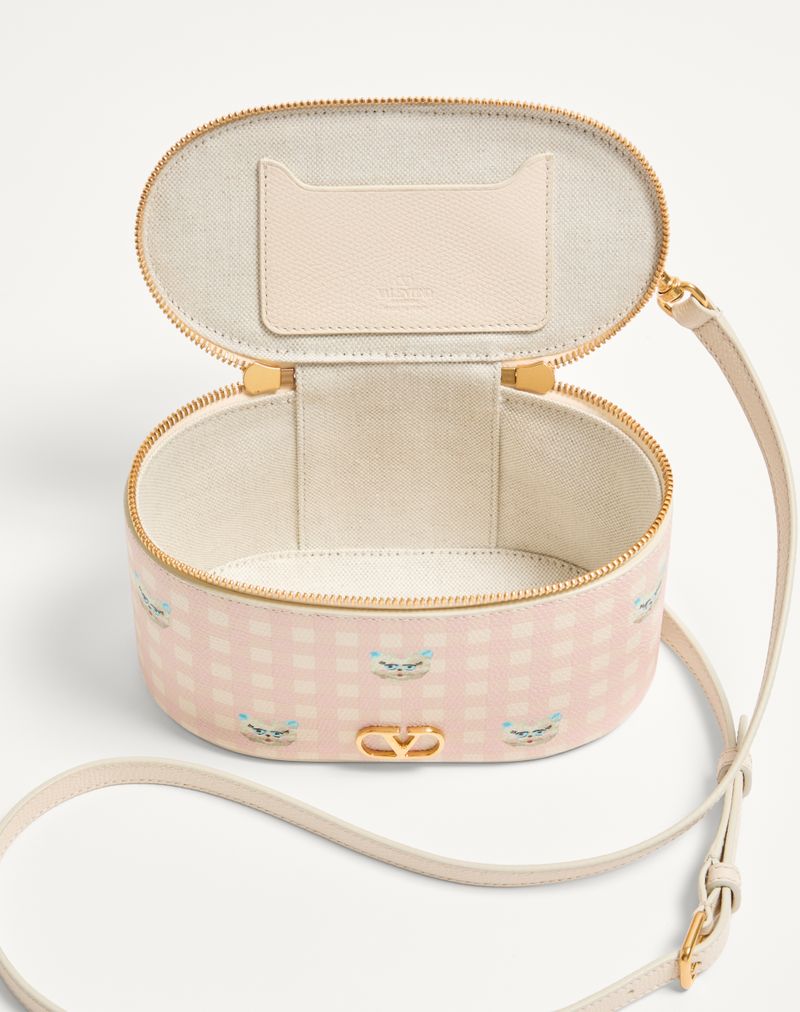 Le Chat De La Maison Mini Vanity Bag Assinatura VLogo em couro de bezerro Granato