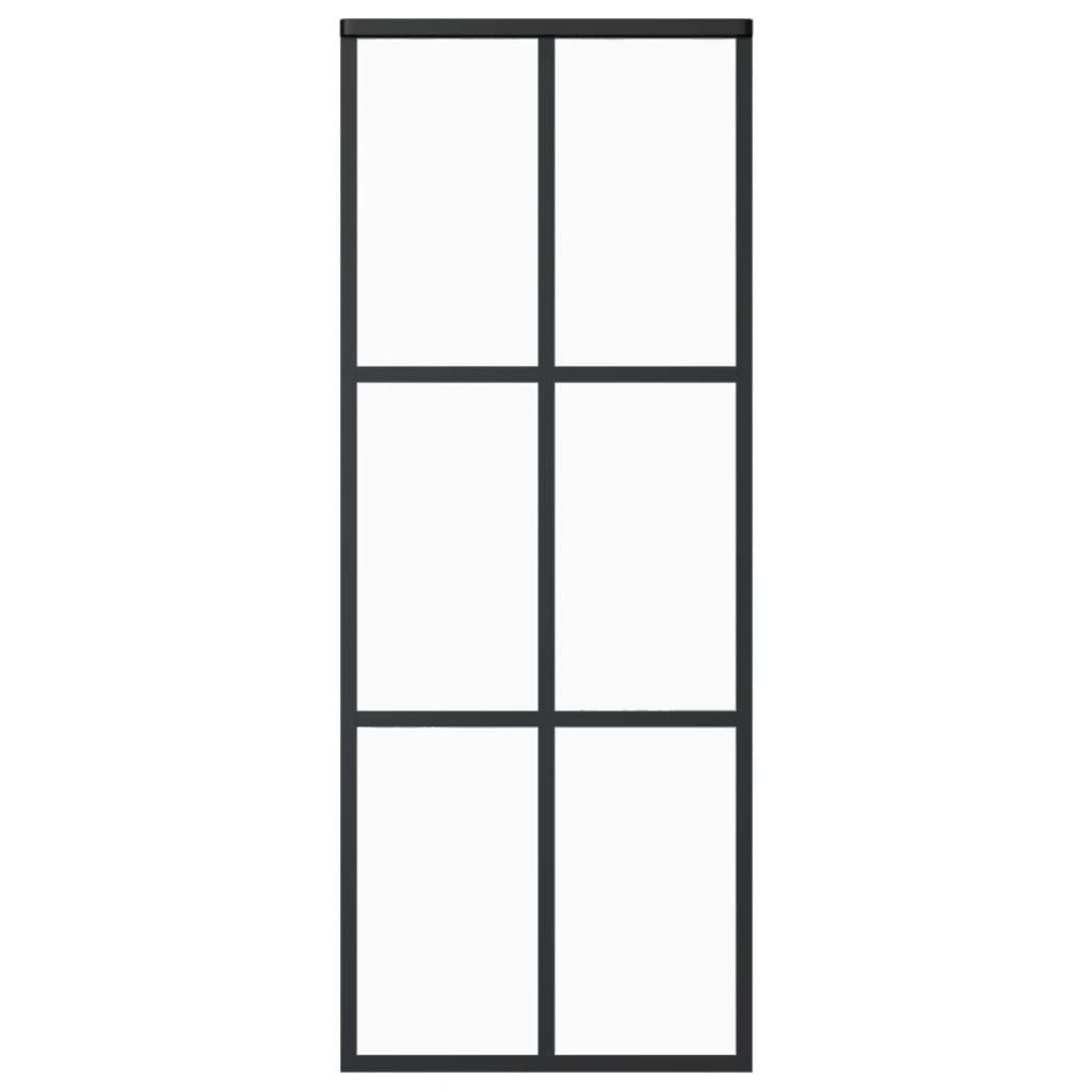 vidaXL Zimmertür Schiebetür mit Beschlag ESG-Glas Aluminium 76x205 cm