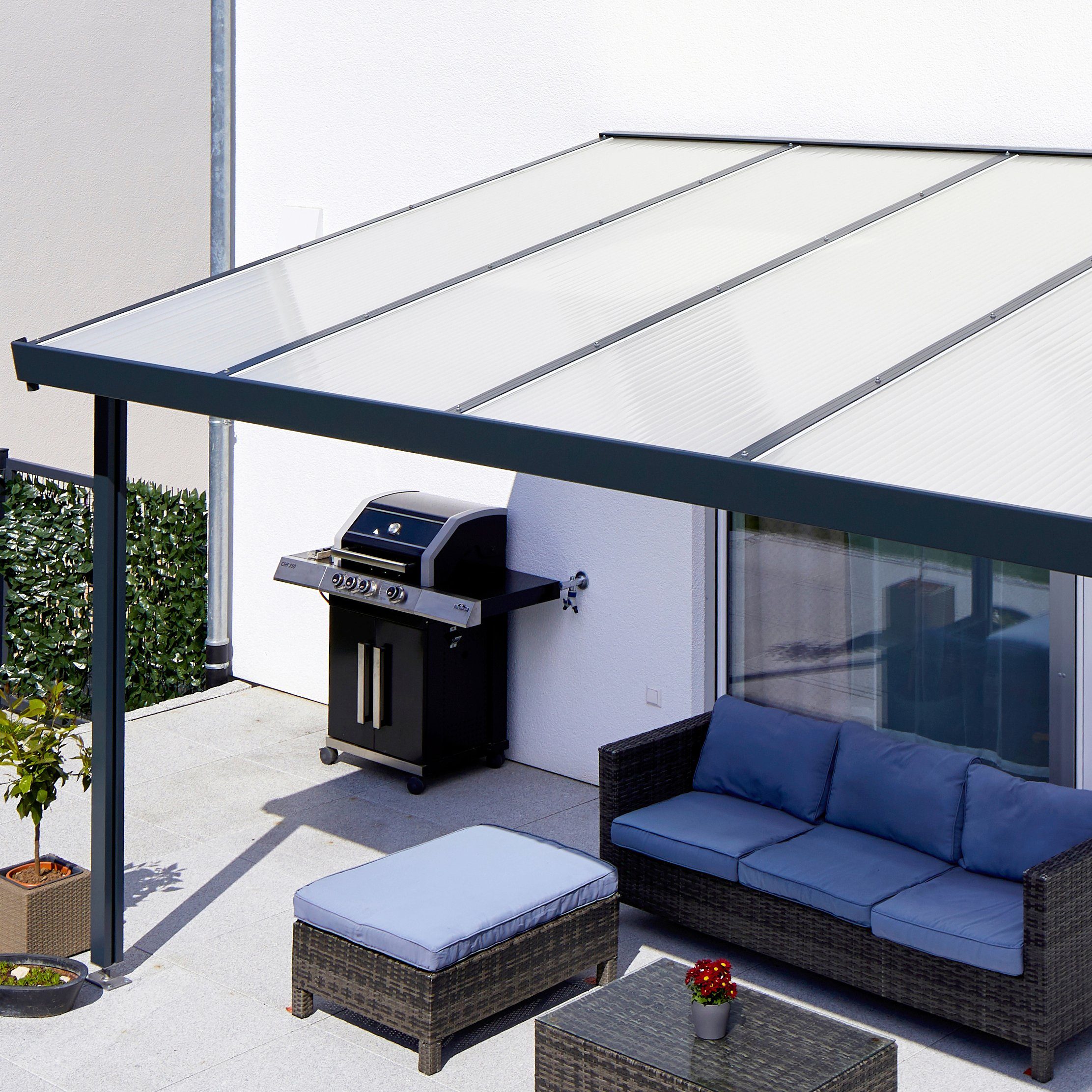 GUTTA Terrassendach Premium, BxT: 812,5x306 cm, Bedachung Dachplatten, BxT: 813x306 cm, Dach Acryl Klima blue