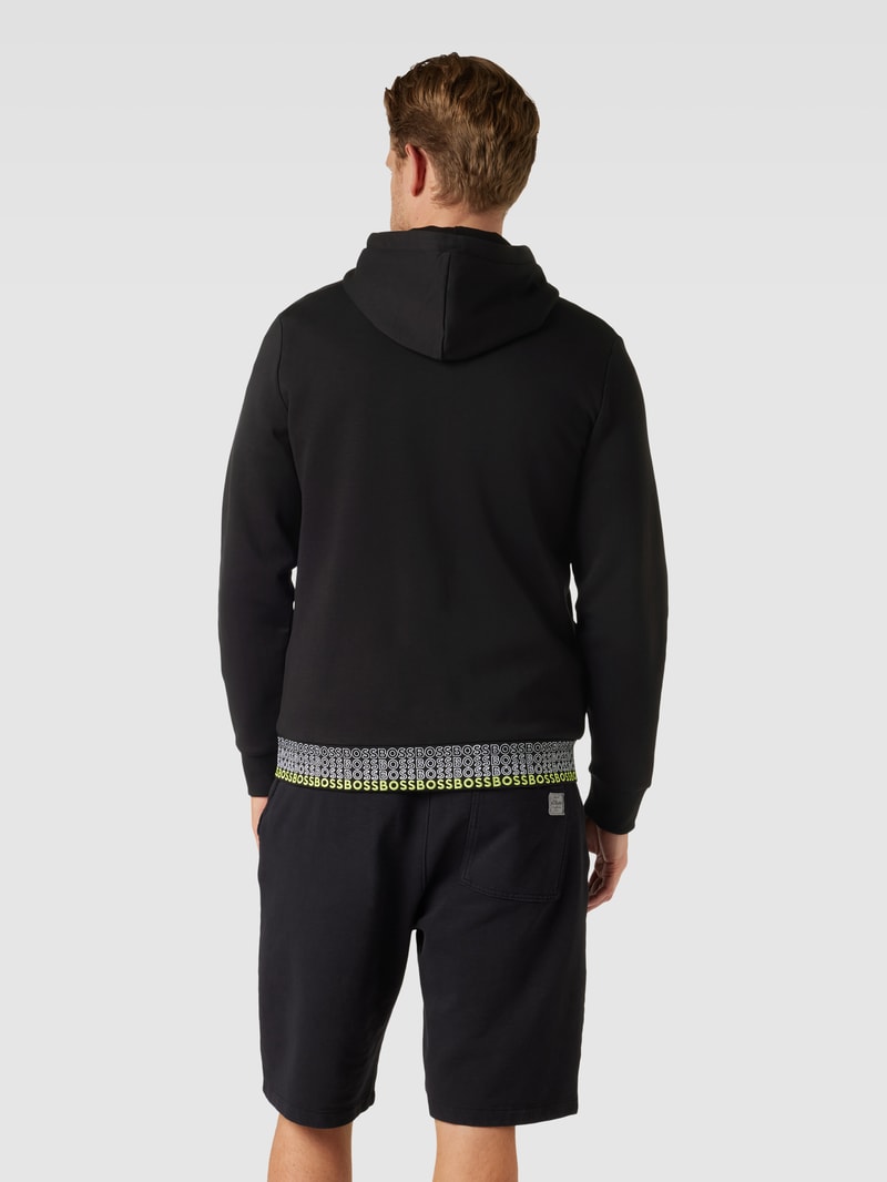Sweatjacke mit Label-Stitching Modell 'Saggy' in schwarz